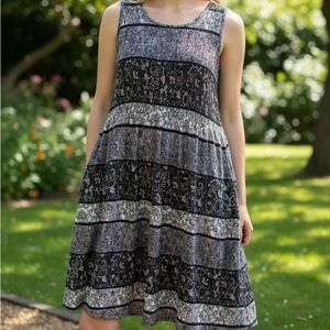Women's Croft & Barrow Maxi Summer Dress Gray & Pink‎ Size Medium
